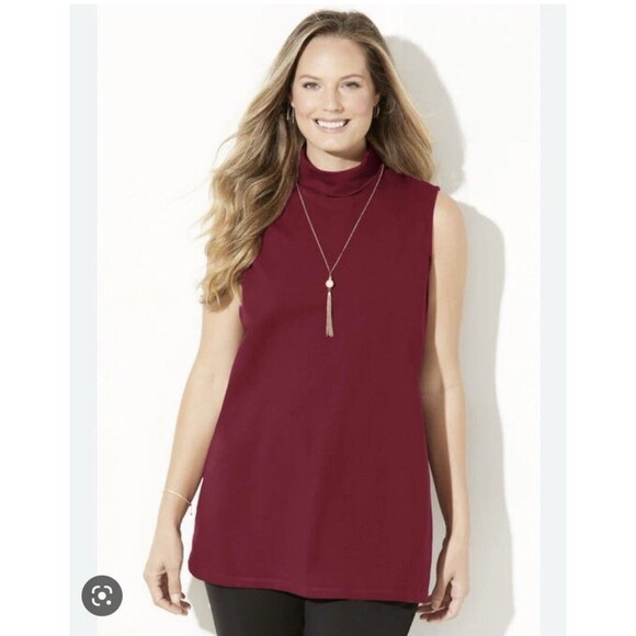 Catherines Dark Red Plus Size Suprema Sleeveless Turtleneck Women’s Size 14/16 - Picture 1 of 9
